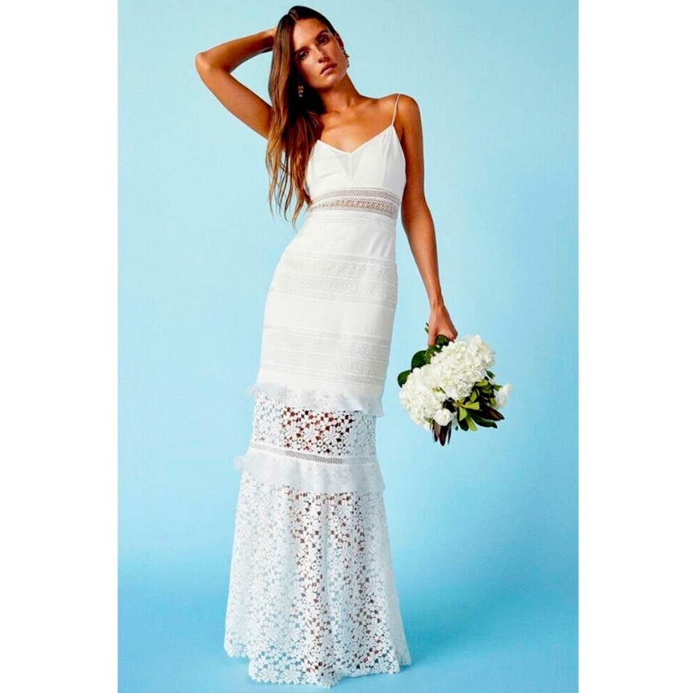 Self-portrait white lace maxi  dress Revolve Retrofete  For Love and Lemons